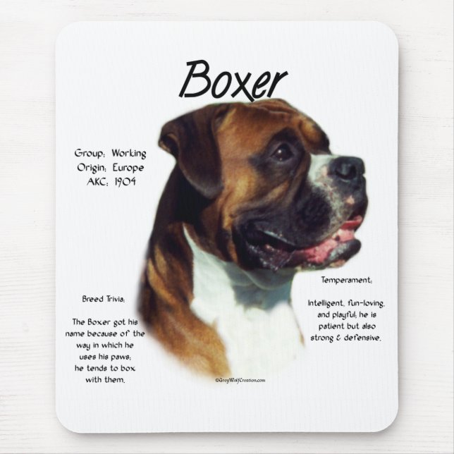 Natural Ear Boxer Meet the Breed Mouse Mat (Front)