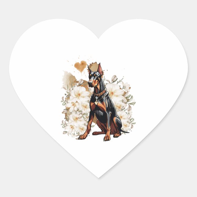 Natural Ear Doberman A Gift For Doberman Lovers Cl Heart Sticker (Front)