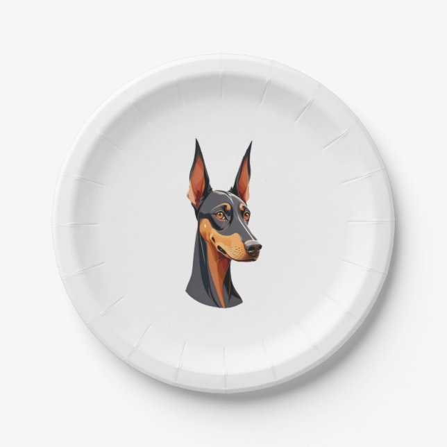Natural Ear Doberman   Paper Plate (Front)