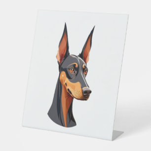 Natural Ear Doberman Pedestal Sign
