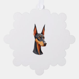 Natural Ear Doberman Tree Decoration Card