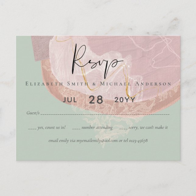 Natural Earth Abstract Sage Wedding Budget Lowcost Postcard (Front)