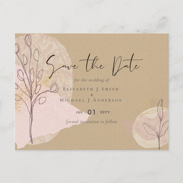 Natural Earth Rustic Woodland Fall Leaves Wedding Postcard (Front)