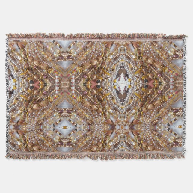 Natural Earth Tones Beads Print Throw Blanket (Front)
