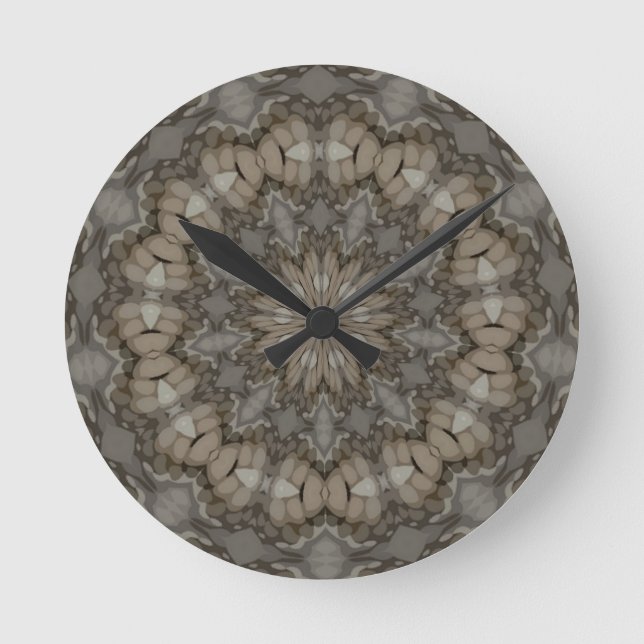 Natural Earth Tones Mandala Pattern Round Clock (Front)