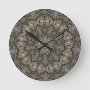 Natural Earth Tones Mandala Pattern Round Clock