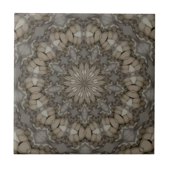 Natural Earth Tones Mandala Pattern Tile (Front)