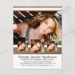 Natural Earthy Girl Burlap Photo Graduation Invitation