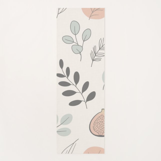Natural Ease – Fine-Line Leaf Art Towel Yoga Mat (Front)