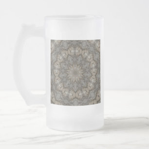 Natural Eath Tones Mandala Pattern Frosted Glass Beer Mug