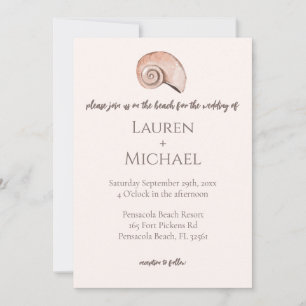 Natural Elegant Beach Seashell Wedding Invitation