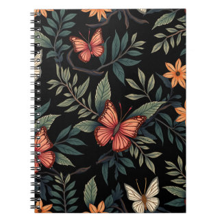 Natural Elegant Butterfly Pattern Spiral Notebooks