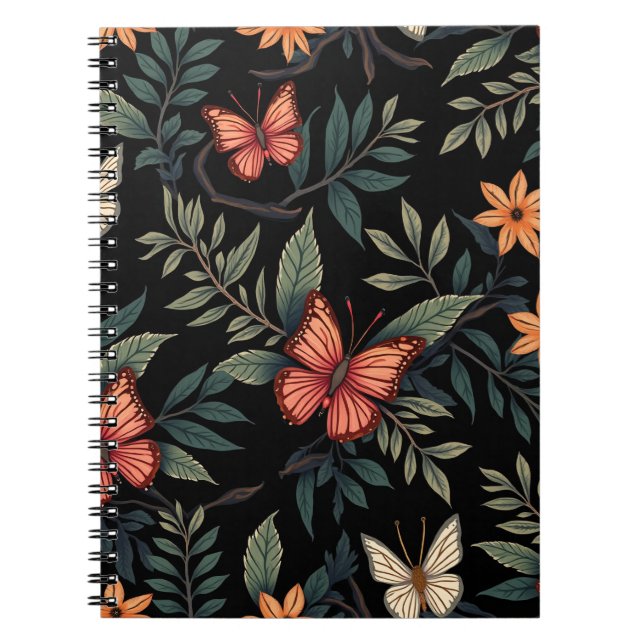 Natural Elegant Butterfly Pattern Spiral Notebooks (Front)
