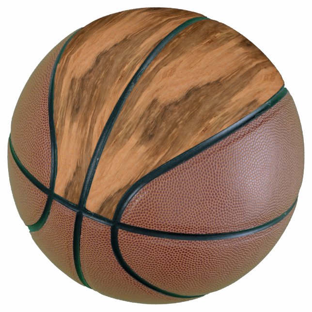 Natural Eucalyptus Wood Grain Look Basketball (Angled)