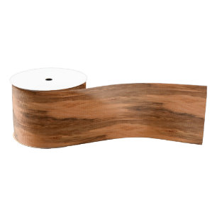Natural Eucalyptus Wood Grain Look Grosgrain Ribbon