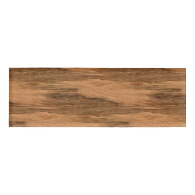 Natural Eucalyptus Wood Grain Look Name Tag (Front)