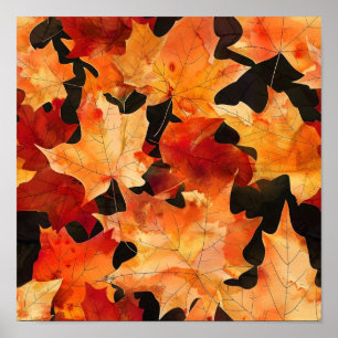 Natural Fall Leaf Pattern Poster