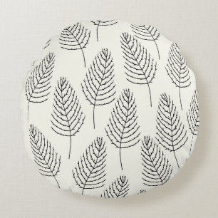 Natural Floral: Abstract White Vintage Round Cushion
