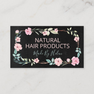 Natural Floral Black Handmade Hair Product Business Card