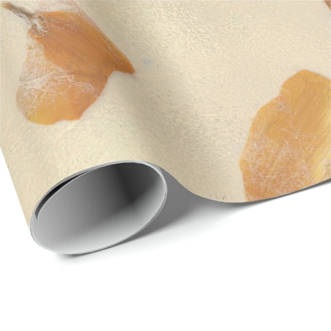 Natural Floral Grungy Earth Poppes Petals Mulberry Wrapping Paper (Roll Corner)