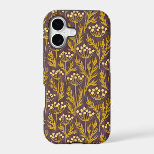 Natural Floral Pattern: Golden Accents Dark Canva