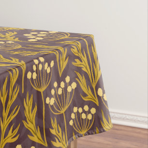 Natural Floral Pattern: Golden Accents Dark Canva Tablecloth