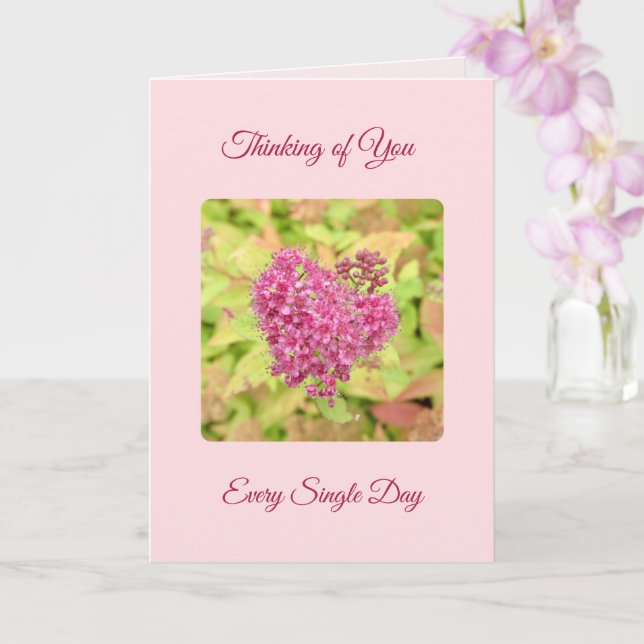 Natural Flower Heart - Thinking of You. Card (Orchid)