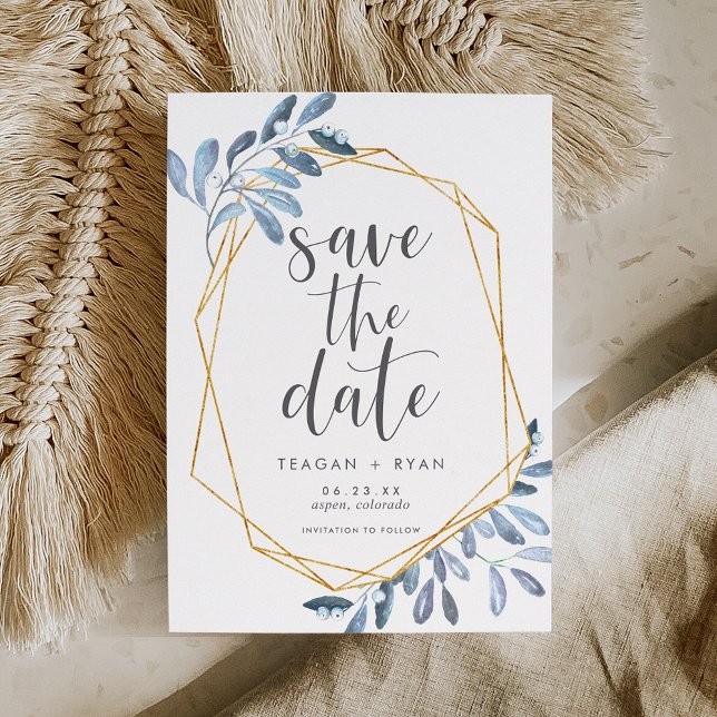 Natural Foliage | Blue Watercolor Botanical Save The Date (Creator Uploaded)