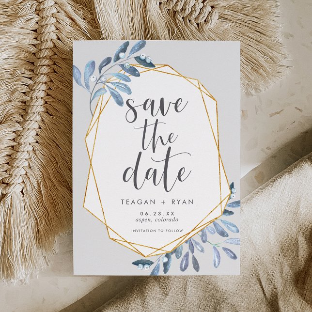 Natural Foliage | Blue Watercolor Botanical Save The Date (Creator Uploaded)