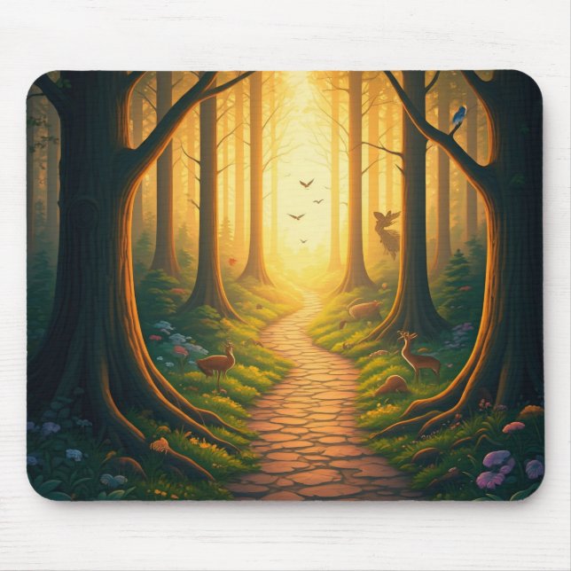 Natural forest and bird animal mouse pad (Front)
