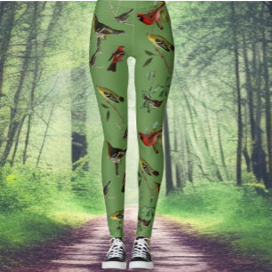 Natural Forest Theme Birds Pattern Leggings
