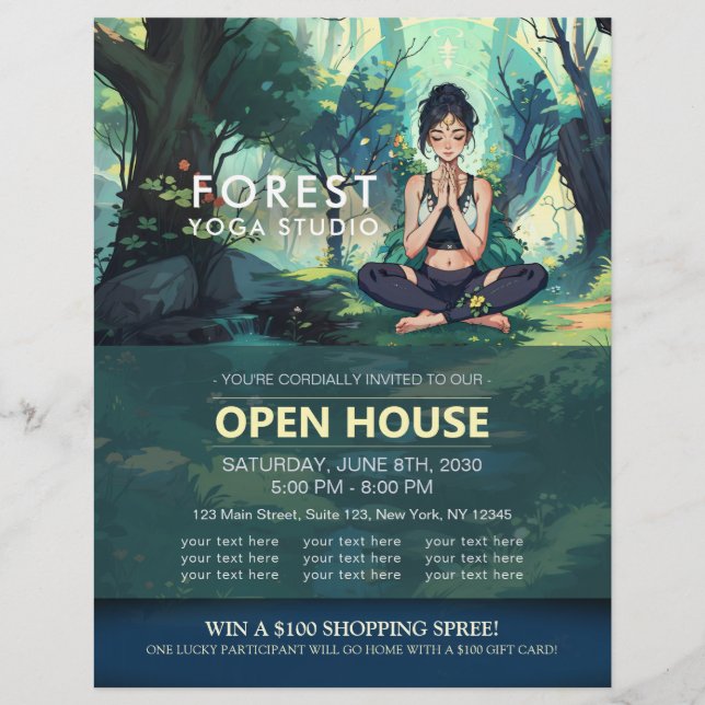 Natural Forest Yoga Fitness Meditation Instructor Flyer (Front)