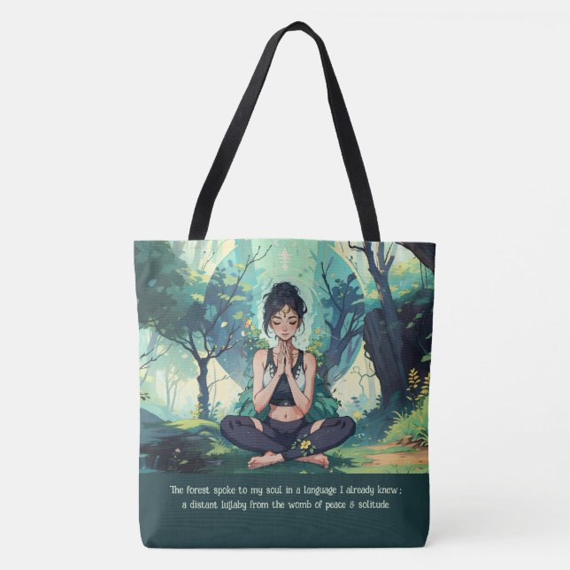 Natural Forest Yoga Fitness Meditation Instructor Tote Bag (Front)