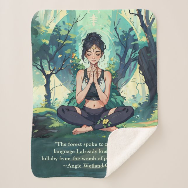 Natural Forest Yoga Meditation Reiki Master Quotes Sherpa Blanket (Front)