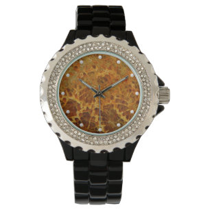 Natural fossilised coral jasper honey coloured watch