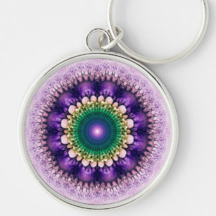 Natural fractal blue design key ring