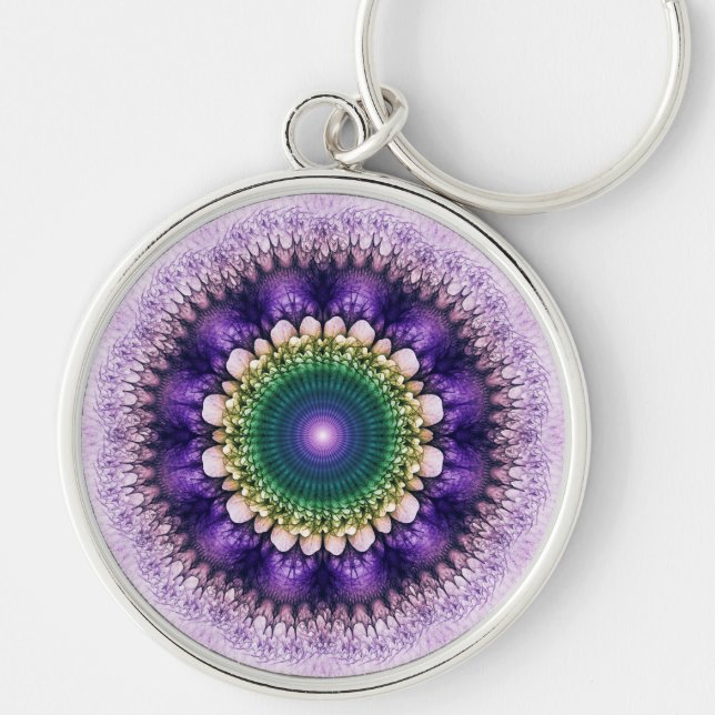 Natural fractal blue design key ring (Front)