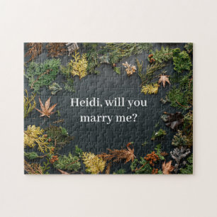 Natural Frame Flat Lay Engagement Proposal Photo Jigsaw Puzzle