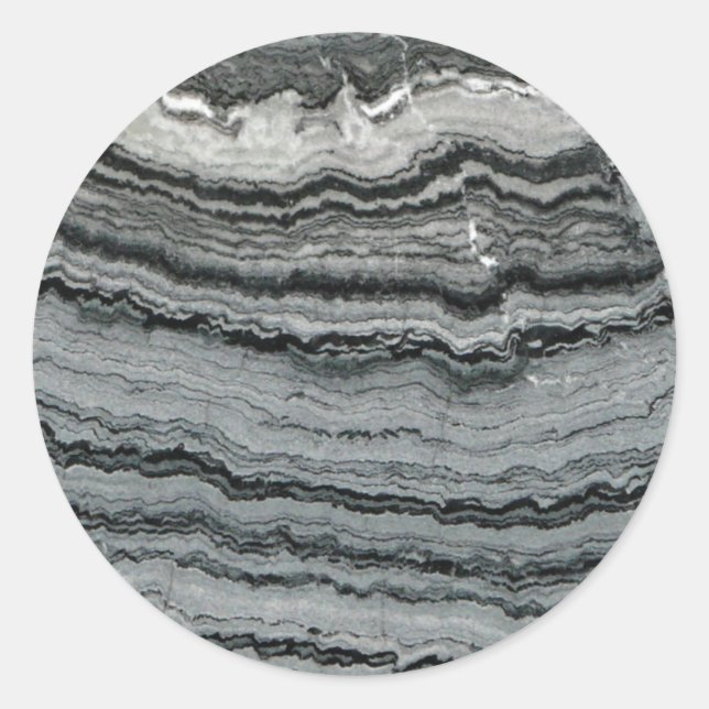 Natural gemstone black white agate marble stone classic round sticker (Front)