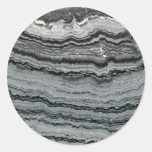 Natural gemstone black white agate marble stone classic round sticker