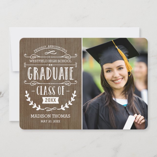 Natural Grad Graduation Announcement - Wood (Front)