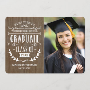 Natural Grad Graduation Announcement - Wood