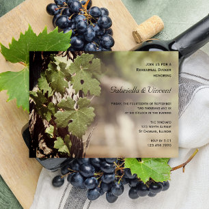 Natural Grape Leaves Vineyard Rehearsal Dinner Invitation