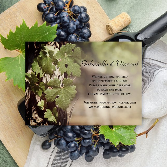 Natural Grape Leaves Vineyard Save the Date Invitation (Creator Uploaded)