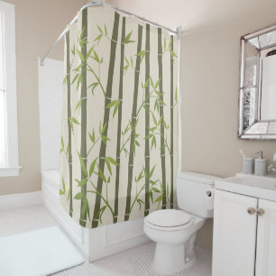 Natural Green Bamboo Plants Light Shower Curtain