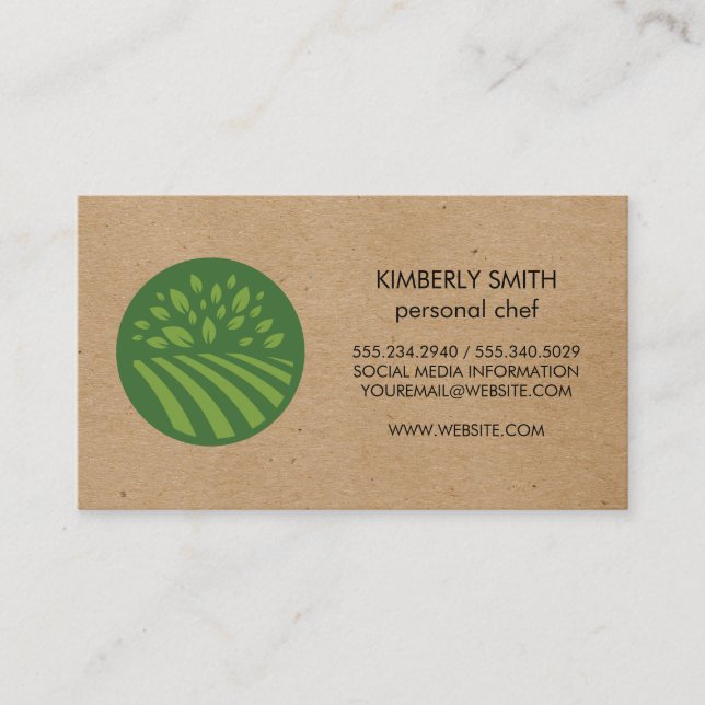 Natural Green Icon Business Card (Front)