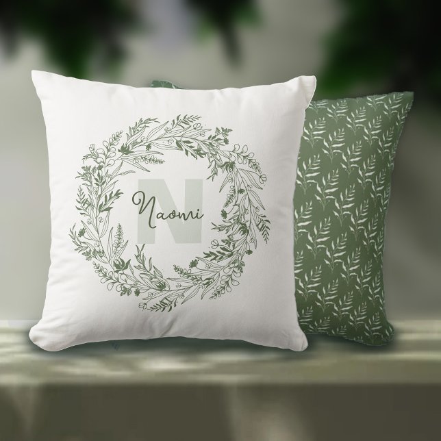 Natural Green Leafy Monogram N Cushion (Creator Uploaded)