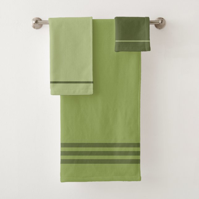 Natural Green Solid Plain Colours Bath Towel Set (Insitu)