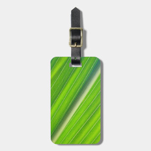 Natural green striped luggage tag