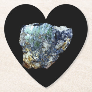 Natural Green Vivianite Crystal Heart Aesthetic Paper Coaster